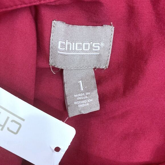 Chico's Rubellite Fuchsia Puff Sleeve Pocket Blouse Size 1/ US M - Picture 13 of 16